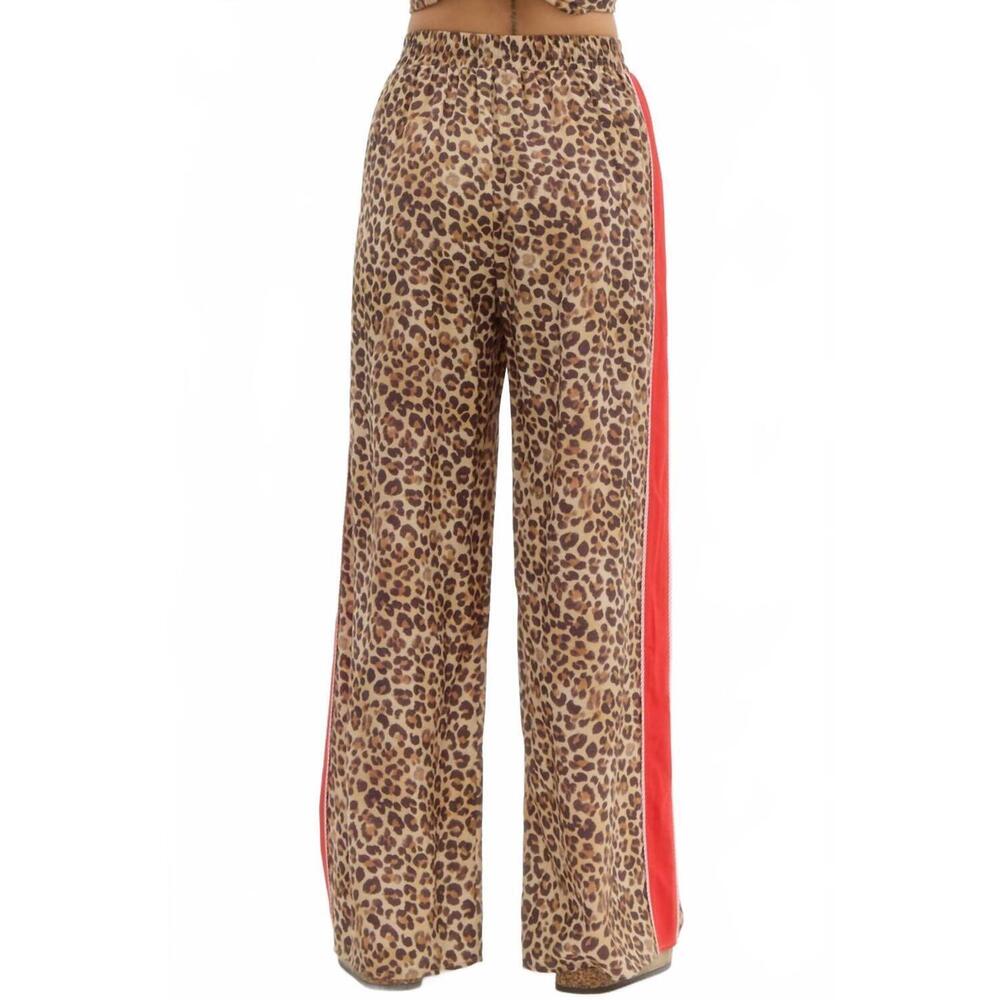 NEW ENTRO scarlet leopard wide leg pants in beige - Picture 4 of 5